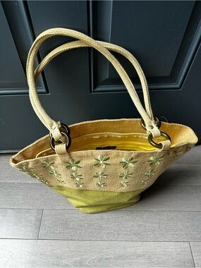 Women’s Jute Cottage Green Floral Canvas Summer Beach Tote Bag Purse Pool